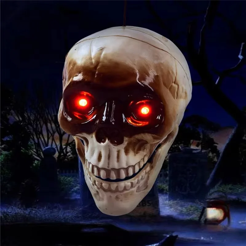 A51M-Spooky Skull Heads Halloween Decor Skull Heads With Motion Sensor Halloween Decorations Scary Sound Spooky Decoration
