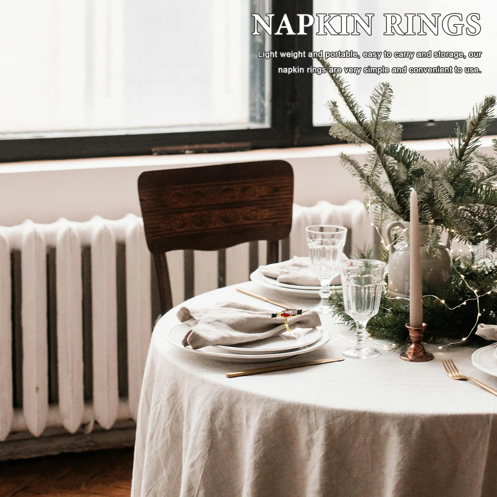 

4Pcs Nutcracker Napkin Rings Metal Christmas Banquet Napkin Buckles Dinner Table Party Decoration Serviette Buckles