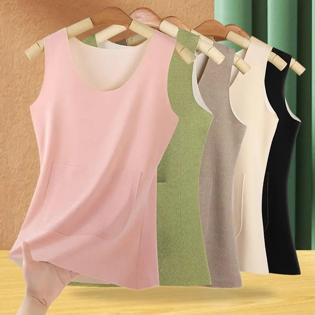 High-quality Velvet Tank Top Women Thermal Tvest Square Neck Sleeveless Warm Camisole Top Winter Double Layer Undershirts 80%