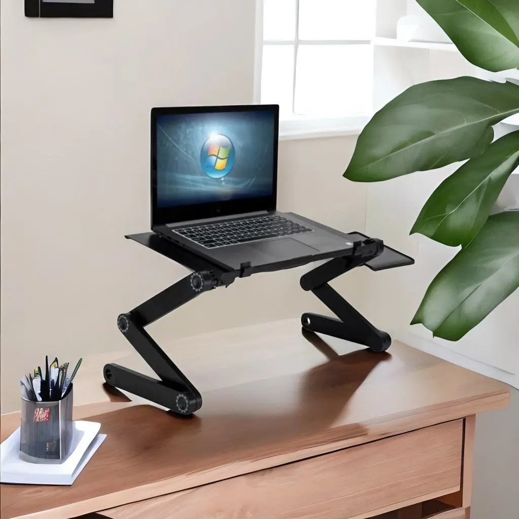 Cooling Fan Laptop Desk Portable Adjustable Foldable Computer Desks Notebook Holder Tv Bed PC Lapdesk Table Stand With Mouse Pad