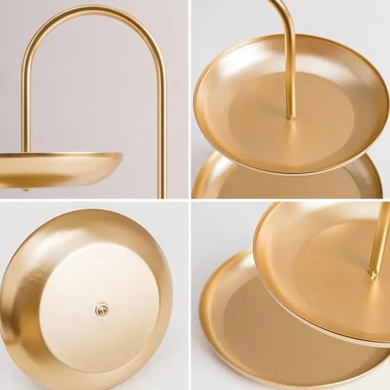 

Nordic Luxury Decorative Tray Double Layer Food Storage Tray Cake Rack Candy Dessert Kitchen Storages Wedding Decoration