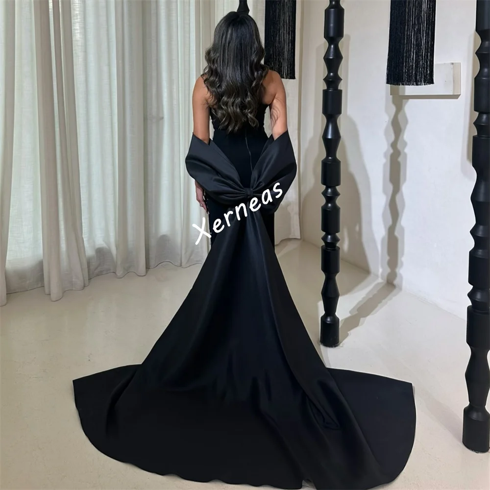 Customized Jersey Rhinestone Temperament Black Straight Midi Dresses Bespoke Occasion Women Luxury Evening Party Sparkle
