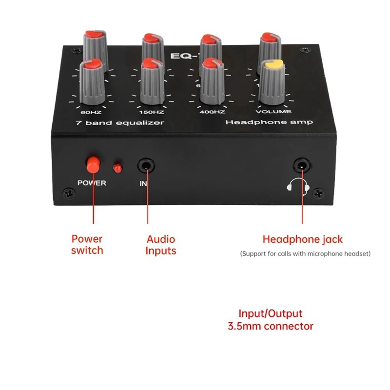 DC5-12V 7 Band Sound Equalizer High Medium Bass Adjustment Digital Equalizer Audio Adjustable Preamplifier For Earbuds