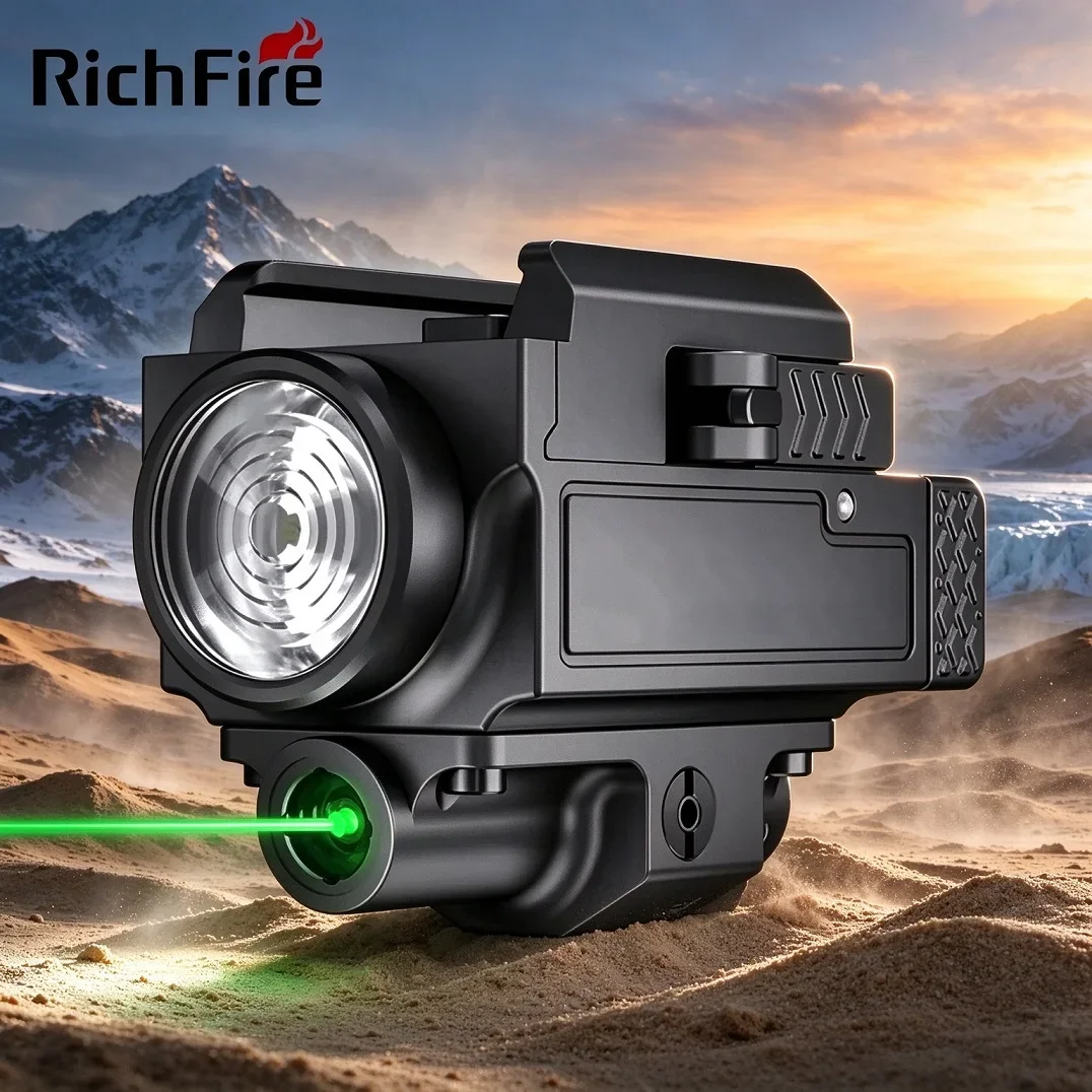 Richfire Tactical Flashlight 800 Lumens Type-C Rechargeable 2 in 1 Combo LED Torch Light for Hunting Patrol Home Defense
