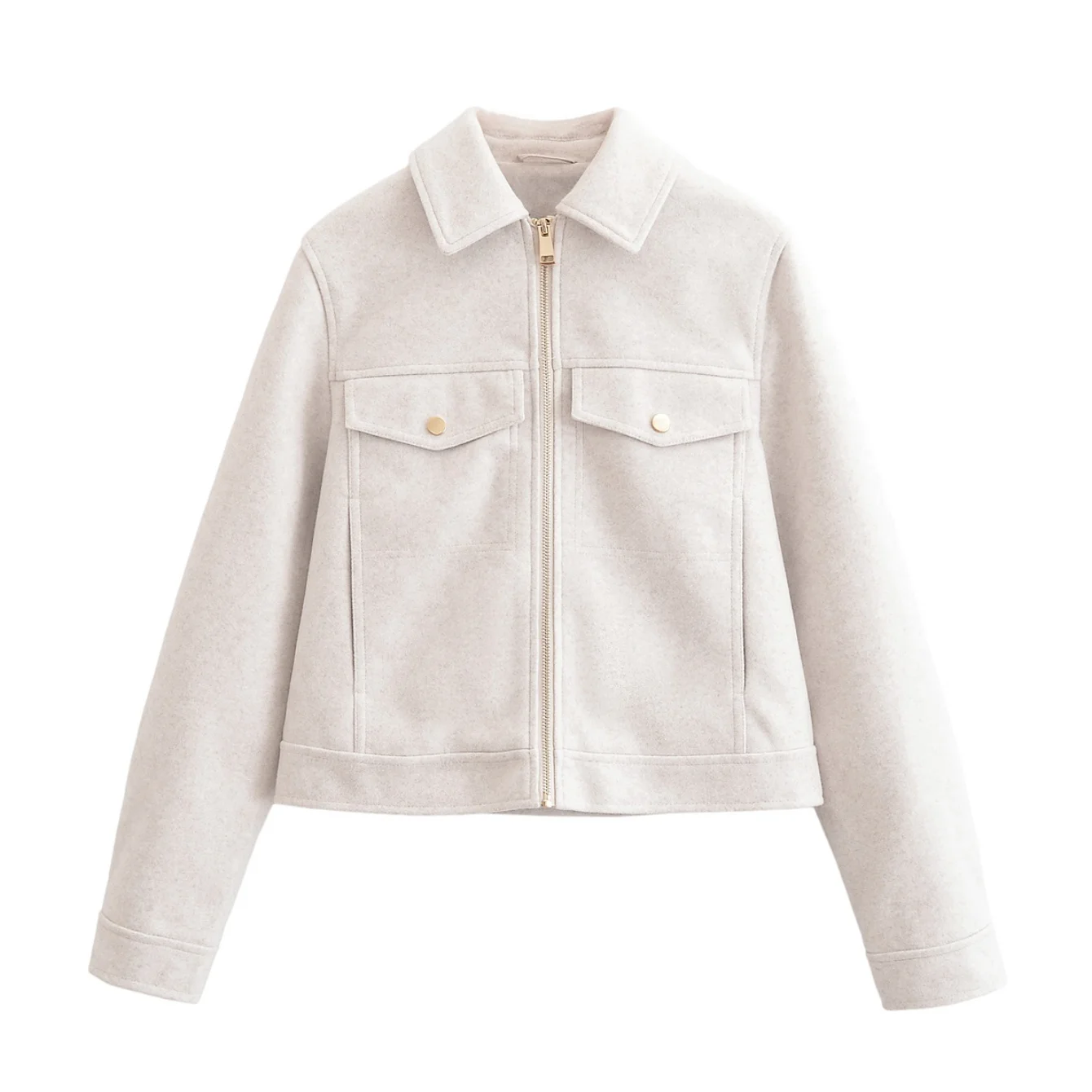 الخريف الشتاء المرأة عادية الصلبة السترات الصوفية الوقوف طوق كم كامل سحابات معاطف سيدة الموضة سترة قصيرة الشارع الشهير