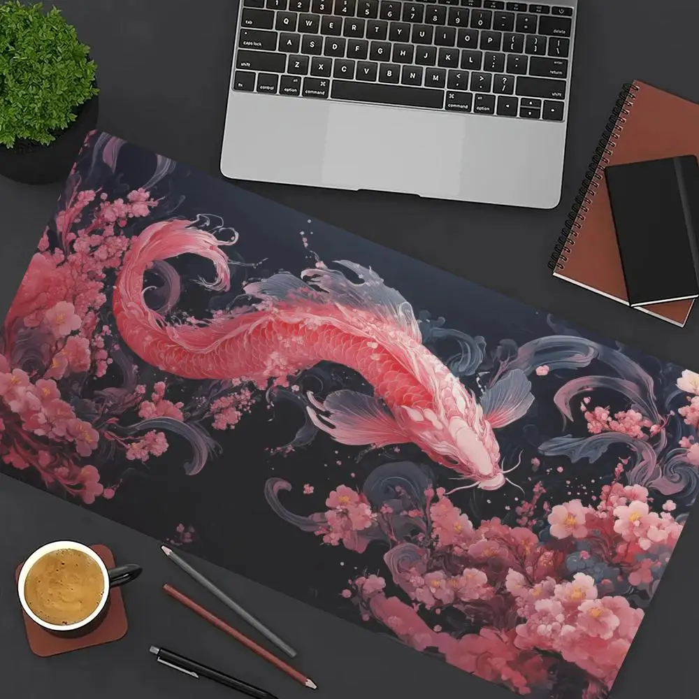 

Pink Koi and Cherry Blossoms Magic Party Game Mat Durable Rubber for MTG&TCG Games Mouse Pad Offices Desk Mats Friendly Design