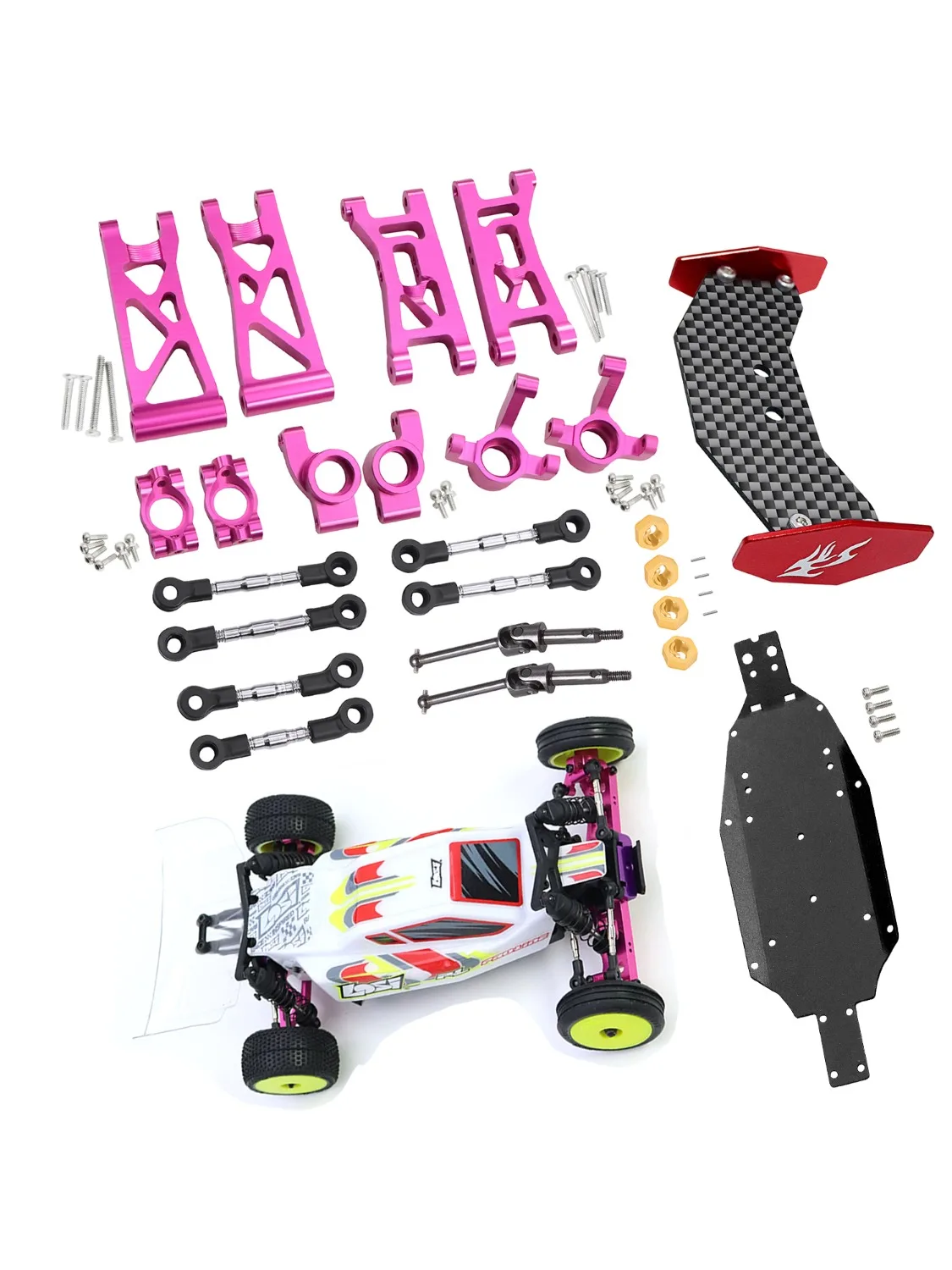 Metalen Draagarmen Fusees C Hubs CVD As Voor 1/24 Losi Micro B Rc Auto 2WD Wltoys 244016 Chassis Plaat Upgrades - afbeelding 2