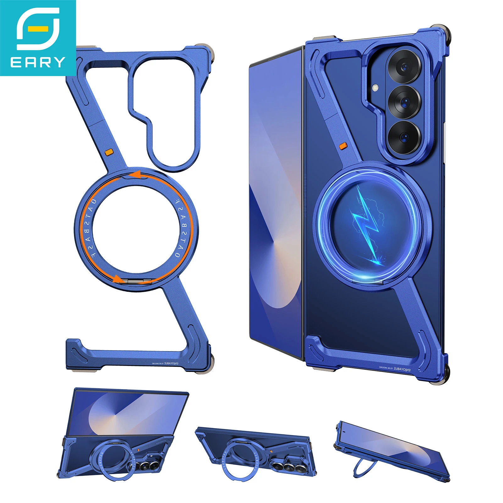 

Безрамный чехол Eary для Galaxy Z Fold 7 с 360° ° Магнитная подставка Rotataion, металлический алюминиевый корпус, противоударный защитный чехол для телефона