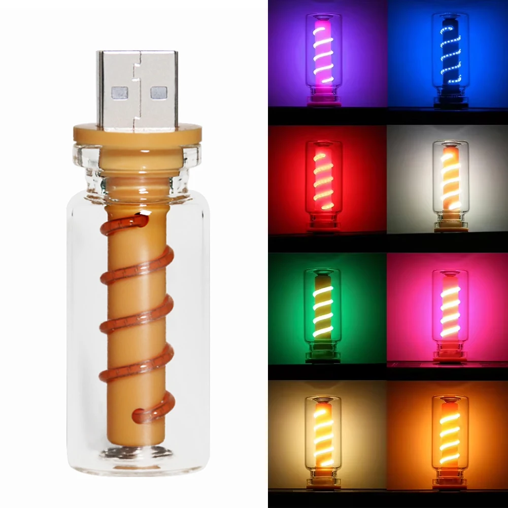 LED USB Filament Light Bulb DC 5V Touch Adjustable Brightness Nightlight Bulb Car Interior LED Atmosphere Lamp Mini Night Light