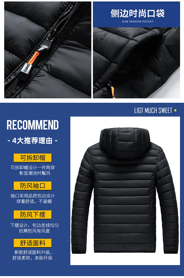 New hooded Lightweight Down Jacket for Men Slim Fit Solid Color Korean Style parkas Trendy Mens Cold-resistant Stylish men Coats