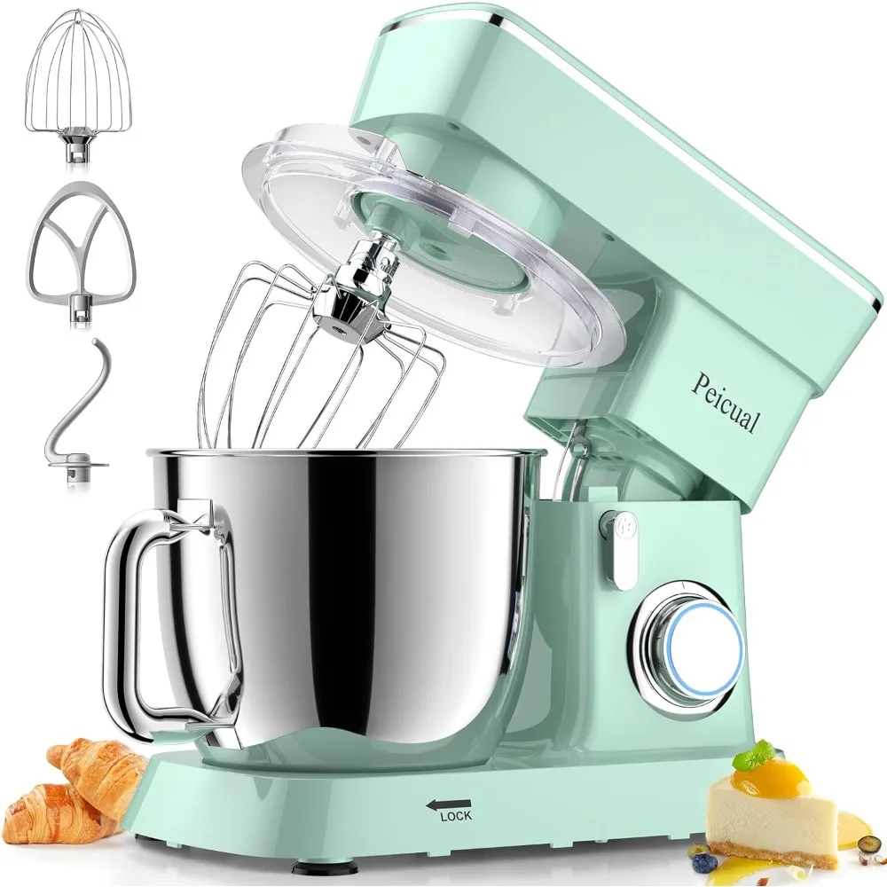 Stand Mixer, 5.5QT 10+P Speed Tilt-Head Kitchen Electric Mixer, Food Mixer with Stainless Steel Bowl, Dough Hook, Flat Beater