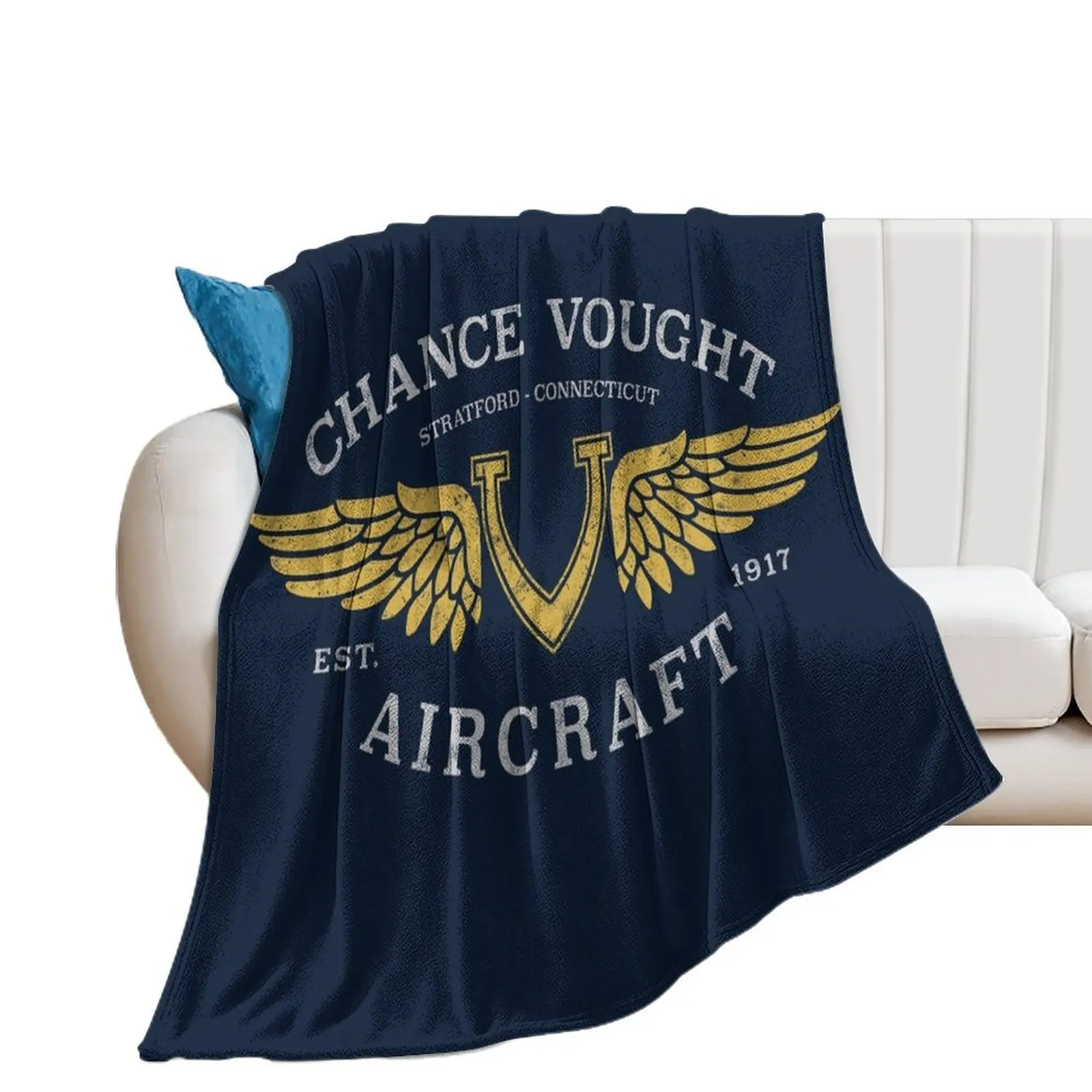 Chance Vought Aircraft Throw Blanket Hair Plaid on the sofa Blankets