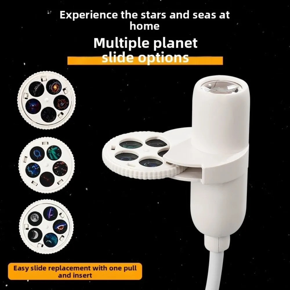 360 Degree Rotating Star Projector Light USB Powered Flexible Neck Galaxy LED Projector Interchangeable Slides Night Light