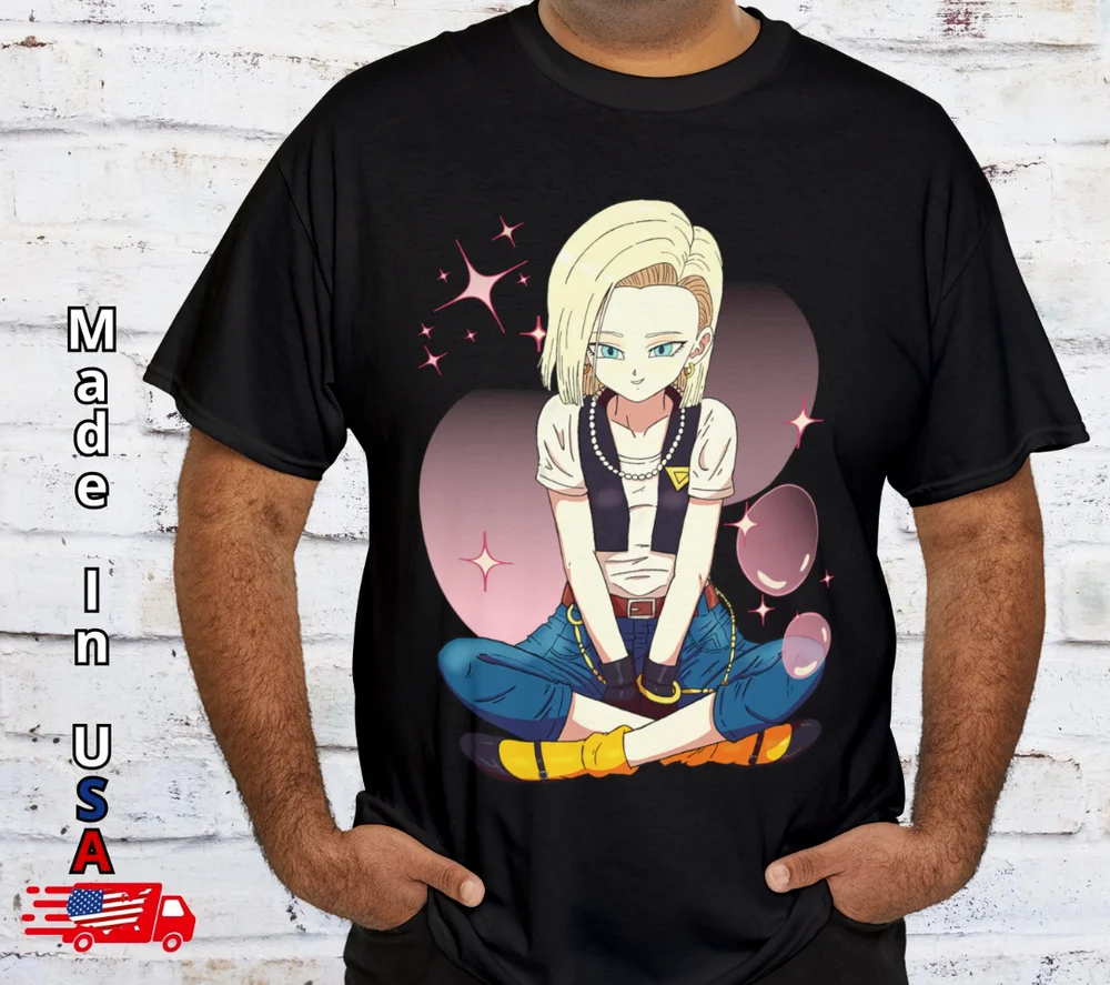 Android 18  Girl T Shirt Cosplay Tee Gift Ecchi 90s Anime Manga Japanese