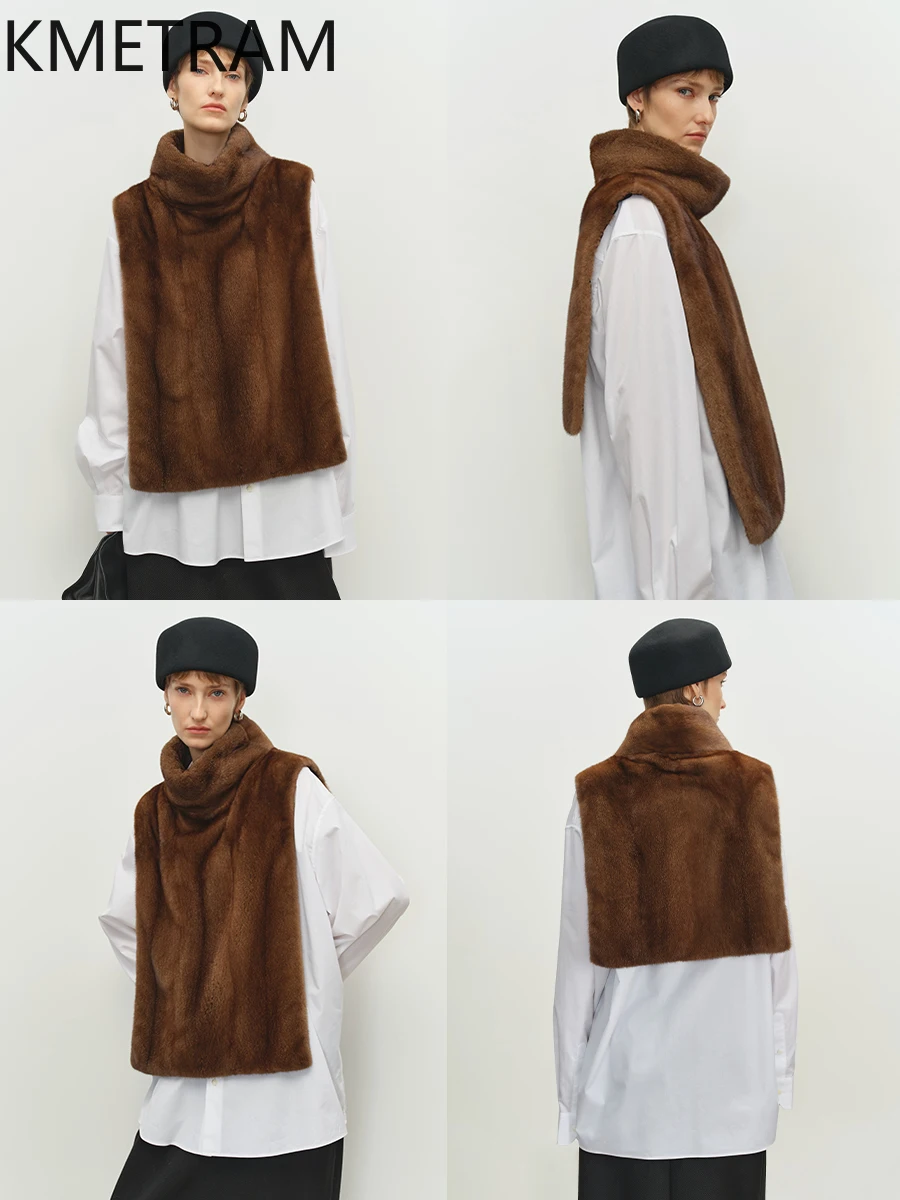 KMETRAM الطبيعية الأرجواني التسمية الصف المخملية فرو منك سترة امرأة قديمة المال نمط الوقوف طوق شال سترة الملابس الشتوية 2025 شوهبات