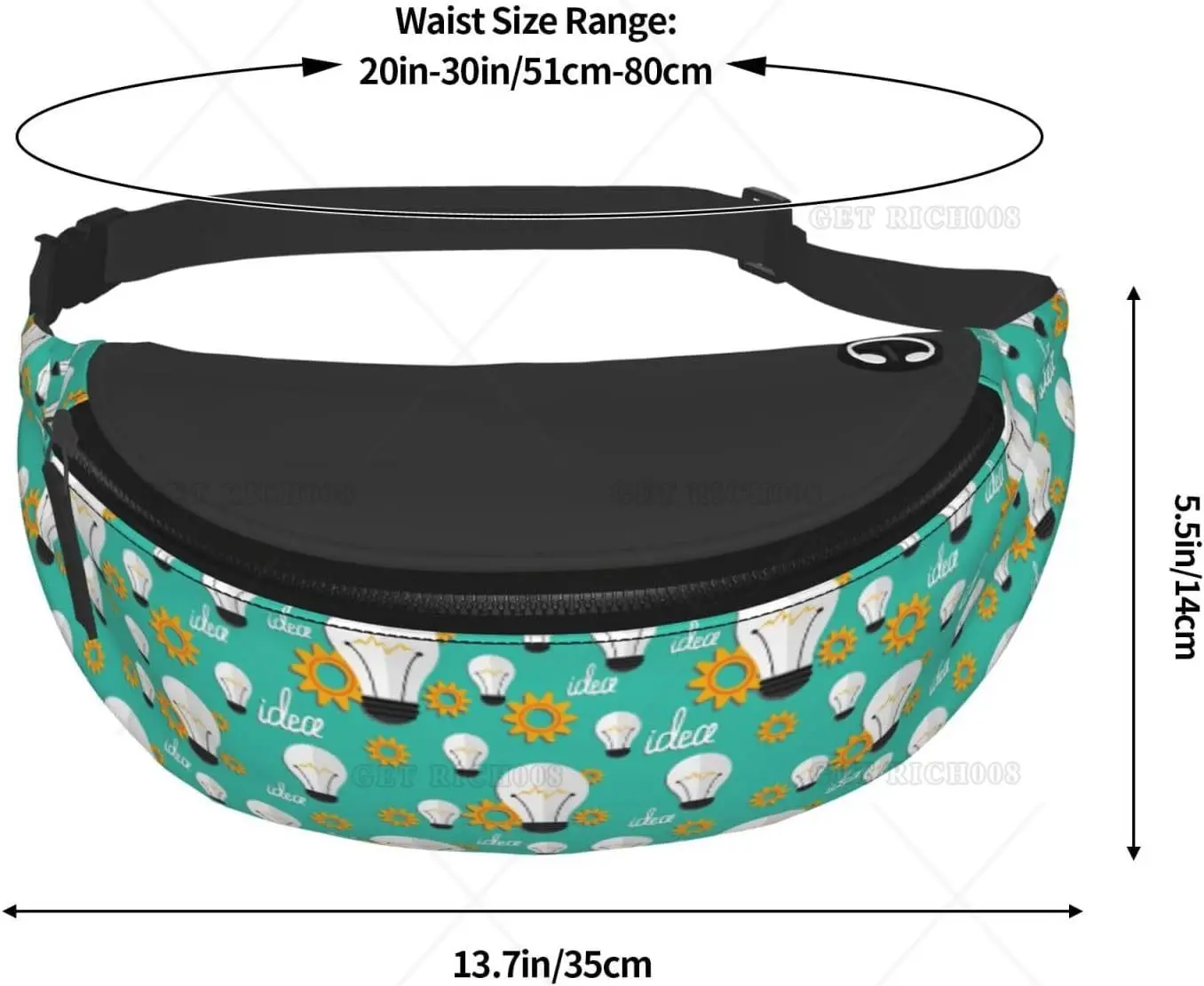 Crossbody Fanny Packs for Women Men Light Bulb Pattern Gear Running Belt Bag Travel Waist Bag for Women Men