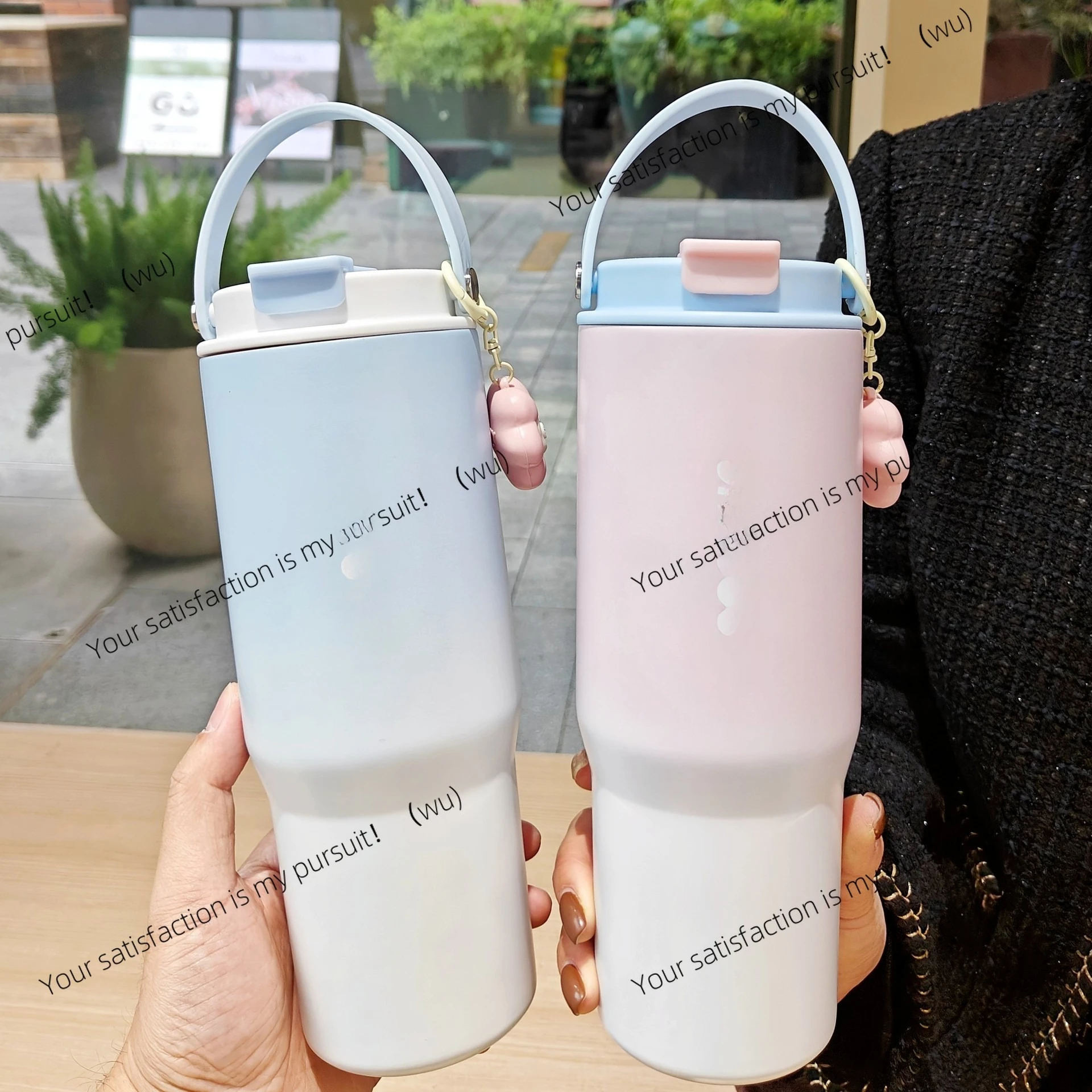 

Fashion gradual change vacuum thermos simple women large capacity coffee portable portable cup gift cup