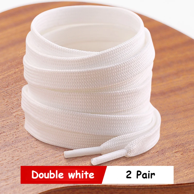 Classic White & Black Flat Shoelaces for Sneakers, High-Quality