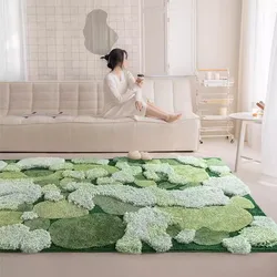 Forest Moss Green Living Room Carpet Thickened Irregular Rug For Bedroom Decoration Home Sofa Coffee Table Floor Mat Modern