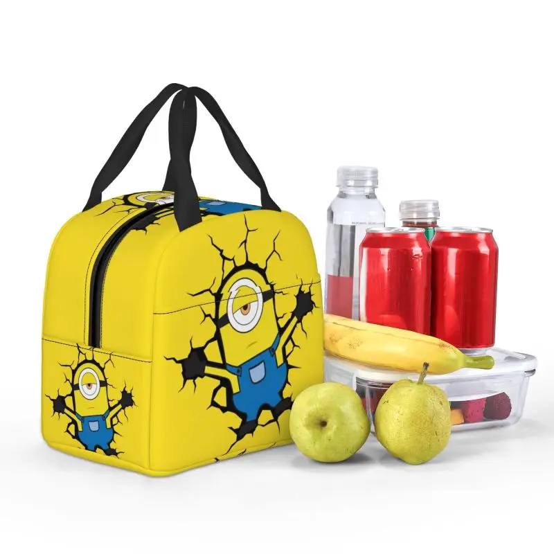 Custom Minions Broke The Wall Resuable Lunch Box Women Waterproof Cooler Thermal Food Insulated Lunch Bag Office Work