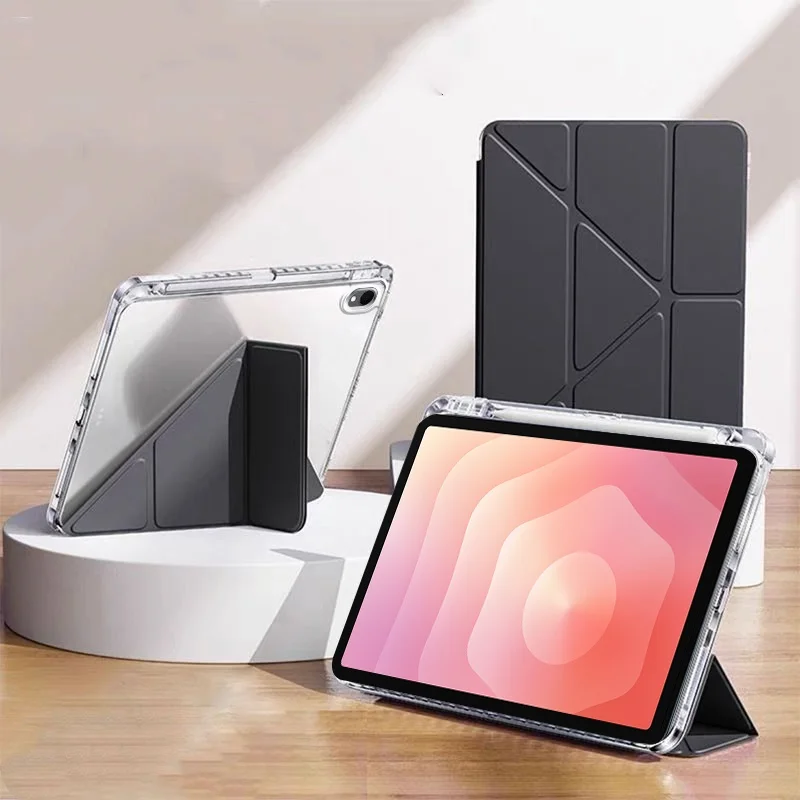 

For Samsung Galaxy Tab S11 Case with Pencil Holder Smart Folio Acrylic Hard Back Stand Cover For Samsung Tab S11 S11 5G Case