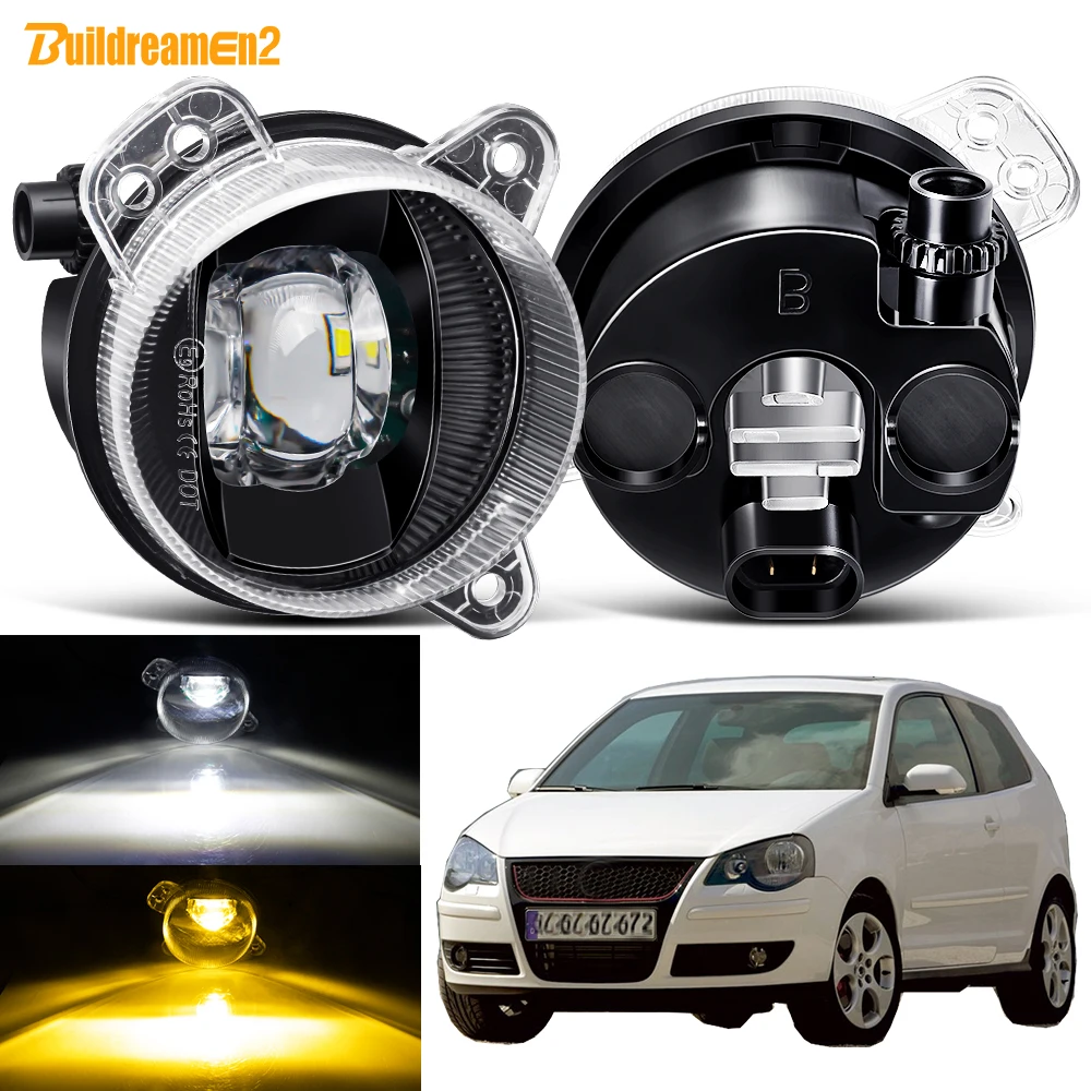 2 X Canbus zespół światła przeciwmgielnego dla Volkswagen VW Polo MK4 9N3 2005 2006 2007 2008 2009 przedni zderzak samochodowy obiektyw LED lampa przeciwmgielna