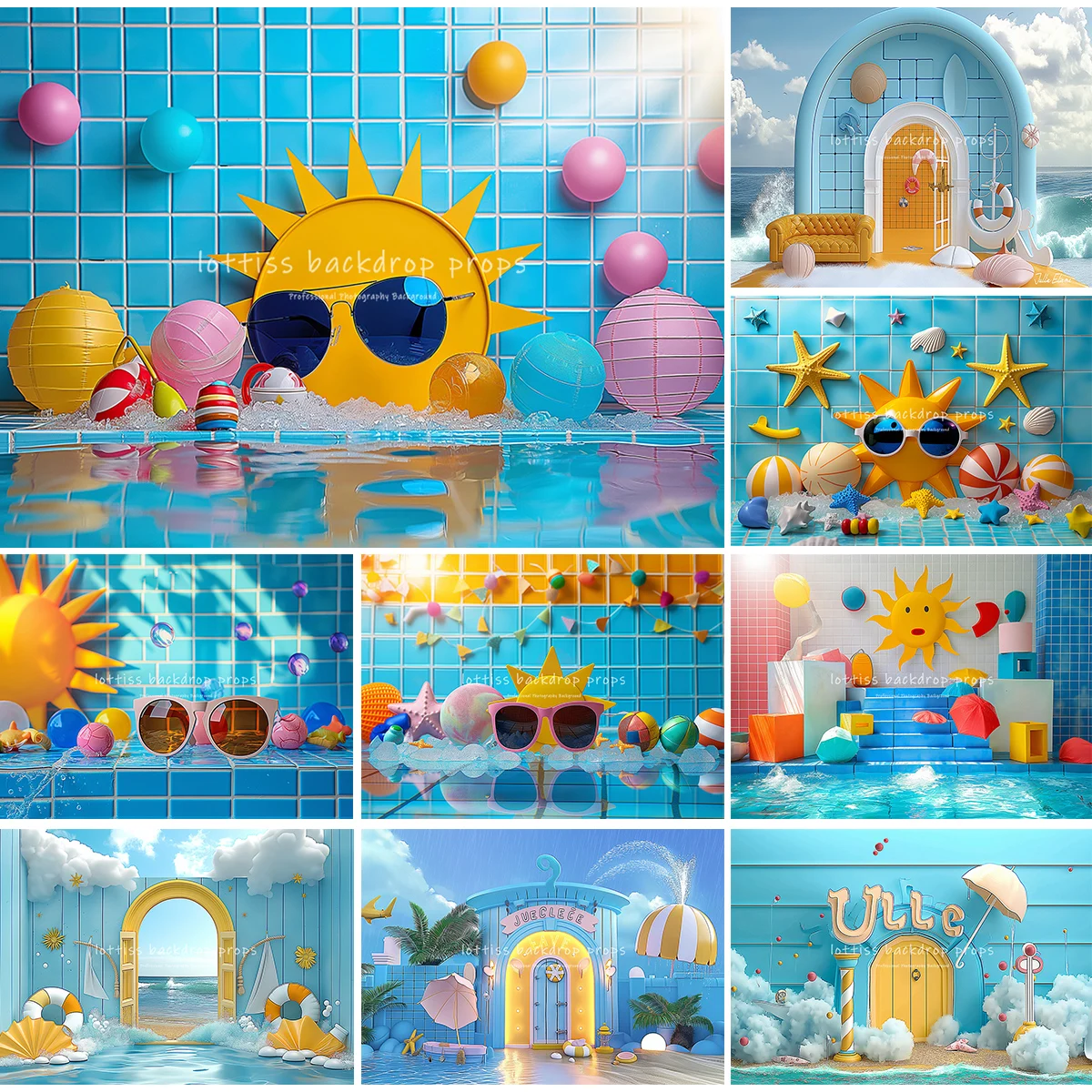 

Летние Солнечные солнцезащитные очки декорации дети ребенок день рождения торт удар фотосессия ребенок взрослый Фото Бассейн фоны