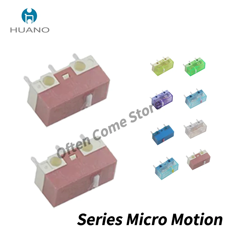 10Pcs HUANO Mouse Micro Switch Button Transparent blue Shell Pink Purple Yellow White Dot 120 Millions Lifetimes Computer Mouse