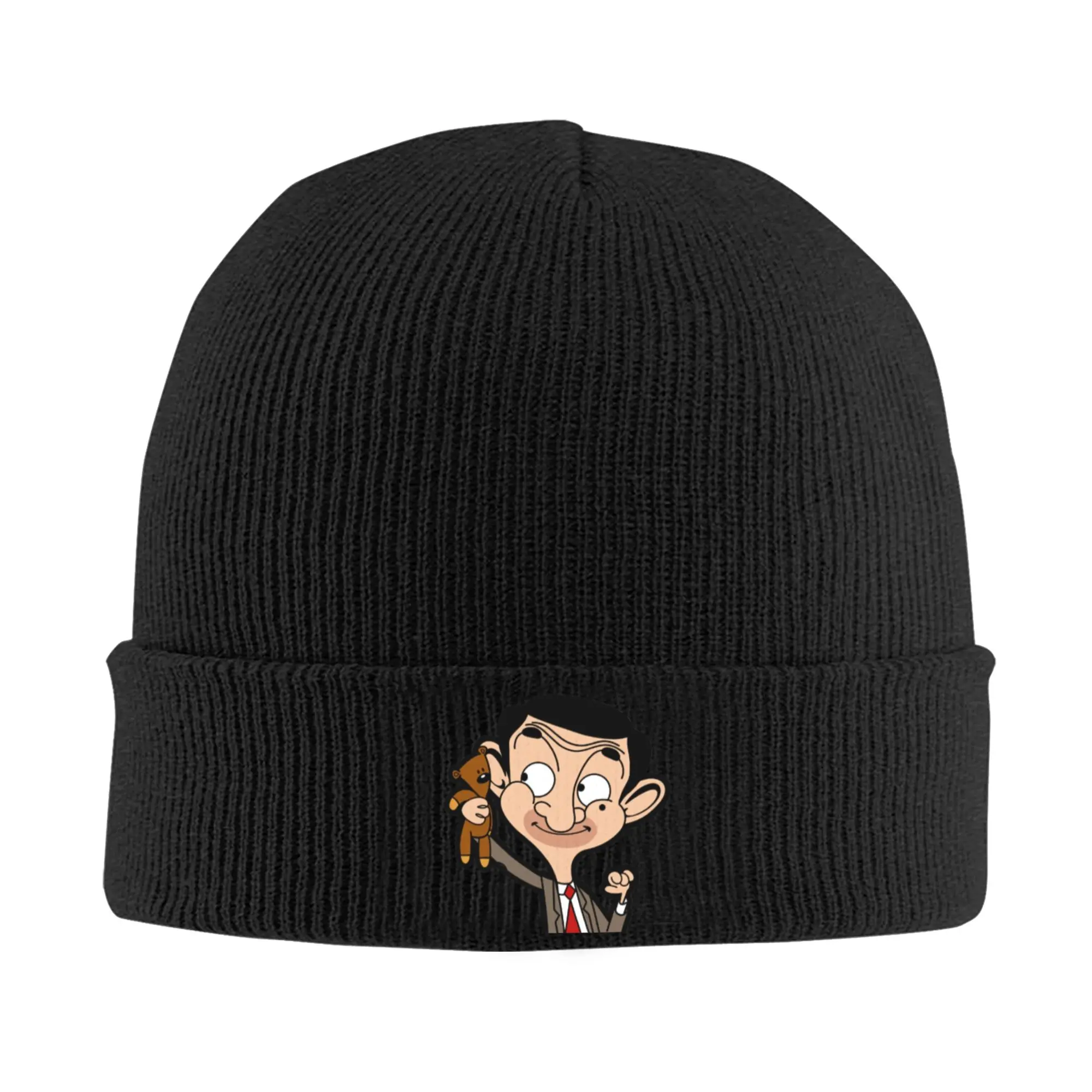 

Вязаная шапка с героями мультфильмов Mr Beans, зимние шапки, теплые акриловые цветные шапки для мужчин и женщин, подарок,