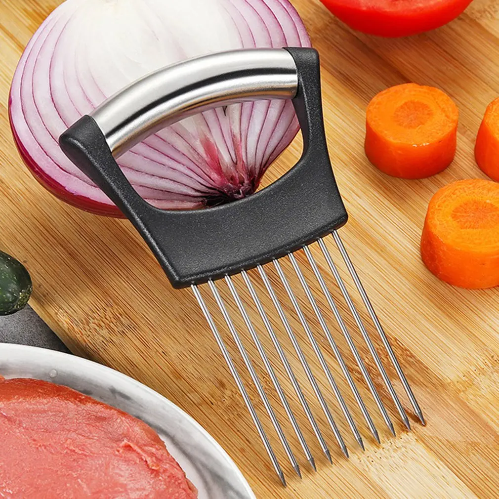 

Kitchen Cutting Tool Durable Onion Cutting Holder With Comfortable Handle Stainless Steel Onion Needle