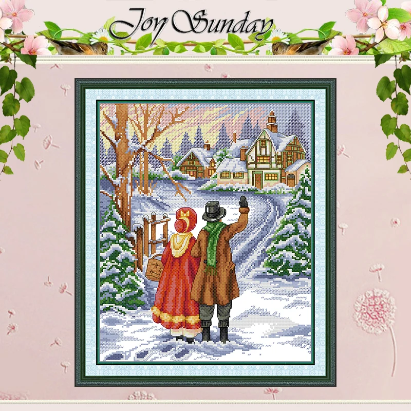 

The Road Home in the Snow Patterns Counted Cross Stitch Set 11CT 14CT 16CT Stamped DMC Cross-stitch Kit Embroidery Needlework