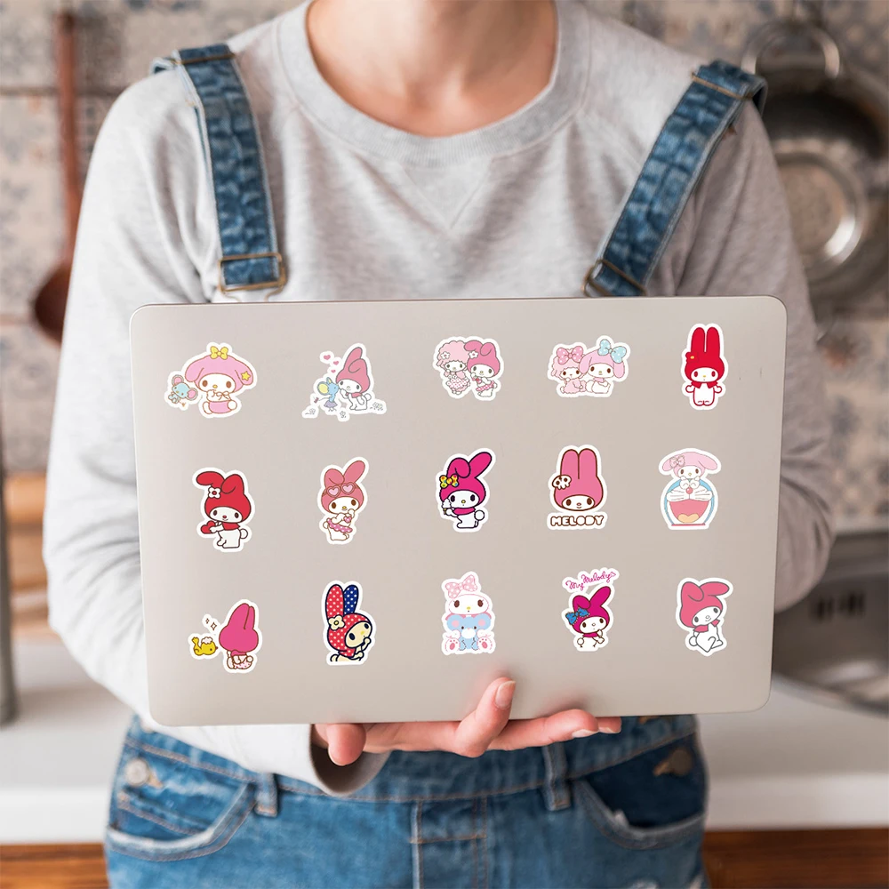 Bonito Sanrio Anime Adesivos, Decalques Brinquedos, DIY Laptop, Notebook, Telefone, Decoração Kawaii, Atacado, Minha Melodia, 10 Pcs, 30 Pcs, 50 Pcs, 100Pcs