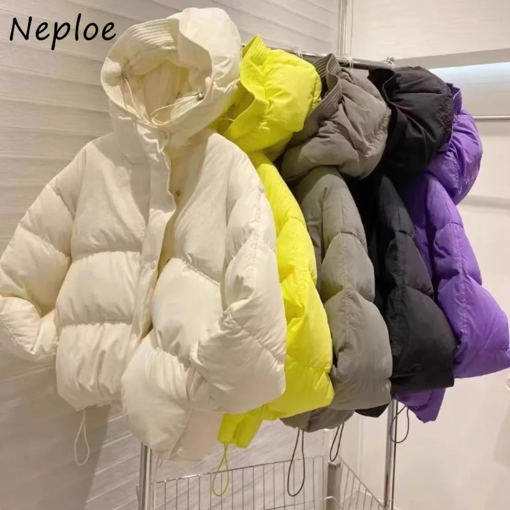 

Neploe Casual Lovely Small Fellow Hoody Outwears New Korea Preppy Slim Waist Loose Parkas Drawstring Zip Trendy Hot Sell Coat