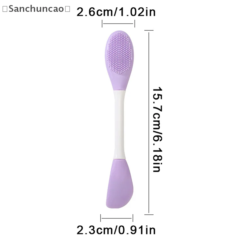 〔San〕Silikonowy dwustronny pędzel do maseczek do twarzy, złuszczający, usuwający zaskórniki, szczotka do oczyszczania, szpatułka do masek błotnych, narzędzie do pielęgnacji skóry twarzy