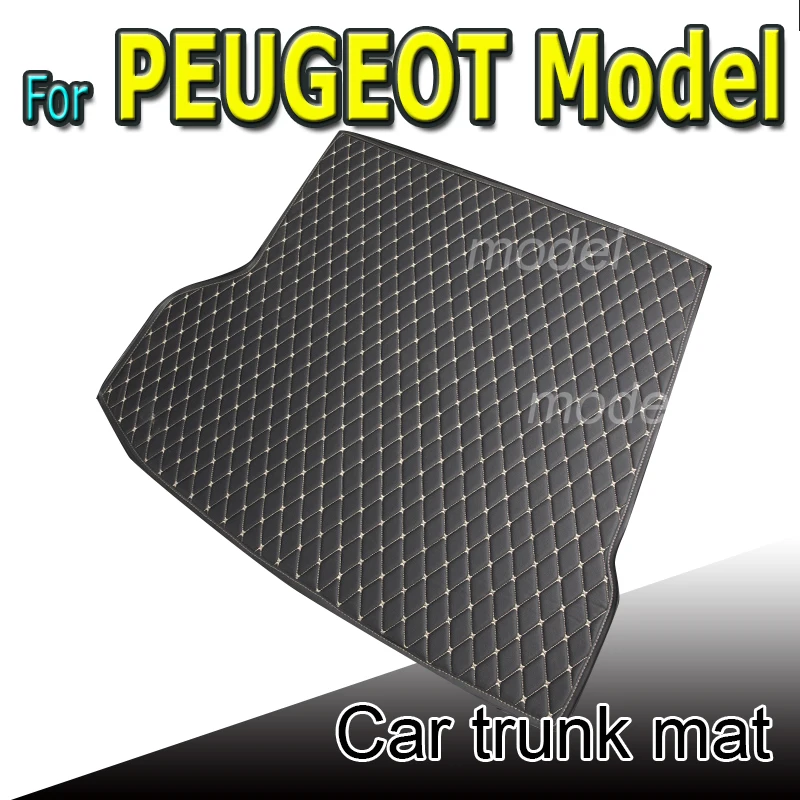 Waterproof Car Trunk Mat For PEUGEOT 5008 RCZ 206 607 405 Rifter 5seat 208 GT LINE Cargo Liner Boot Carpets