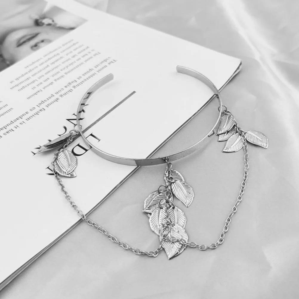 

2 Pcs Metal Chain Arm Jewelry for Women Bangle Bracelets Cuffs Fashion Alloy Miss