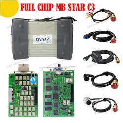 TOP Quality MB STAR C3 Pro Multiplexer OBD Auto diagnostic-Tool Green PCB STAR C3 for Car Truck with Software and Laptop D630