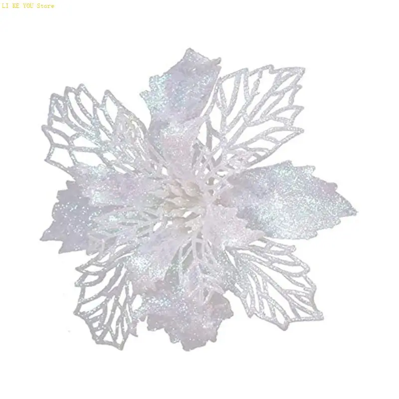 W3je 9cm Glitzer künstlicher Weihnachtsstern Weihnachtsbaumdekorationen für Weihnachtskranz -Ornamente Hochzeitsfeier