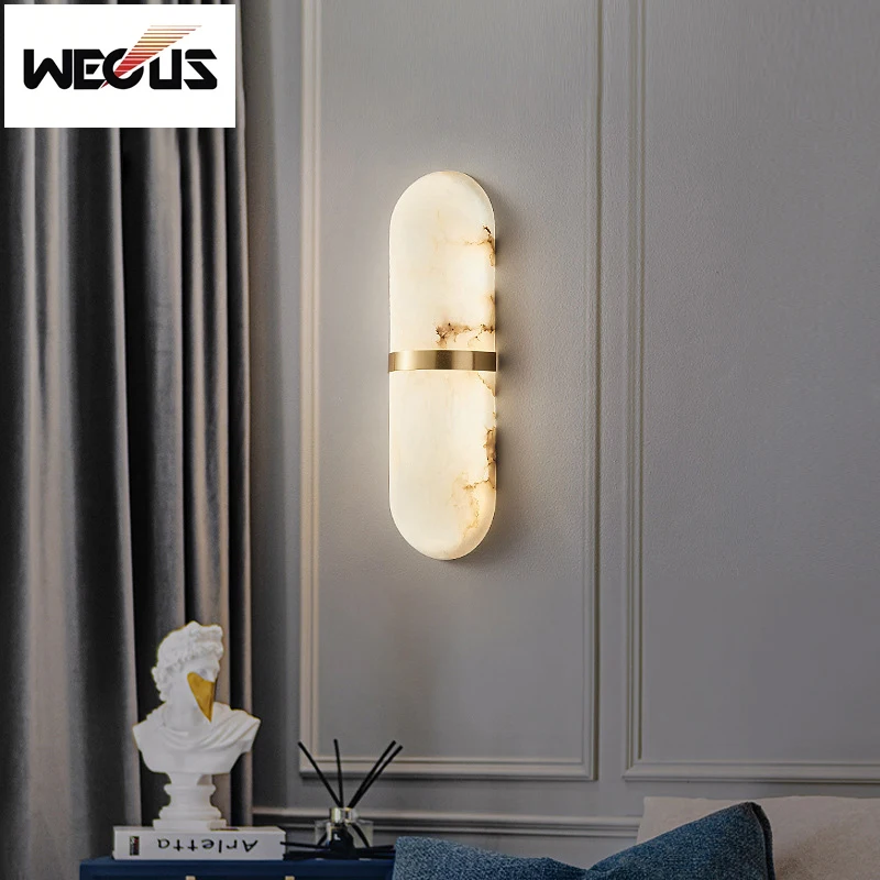 

Vintage Mid-Century Wall Sconce LED 18W Imitation Marble Decor Bedroom Wall Lamp Living Dining Room Doorway Hallway Sconce Light
