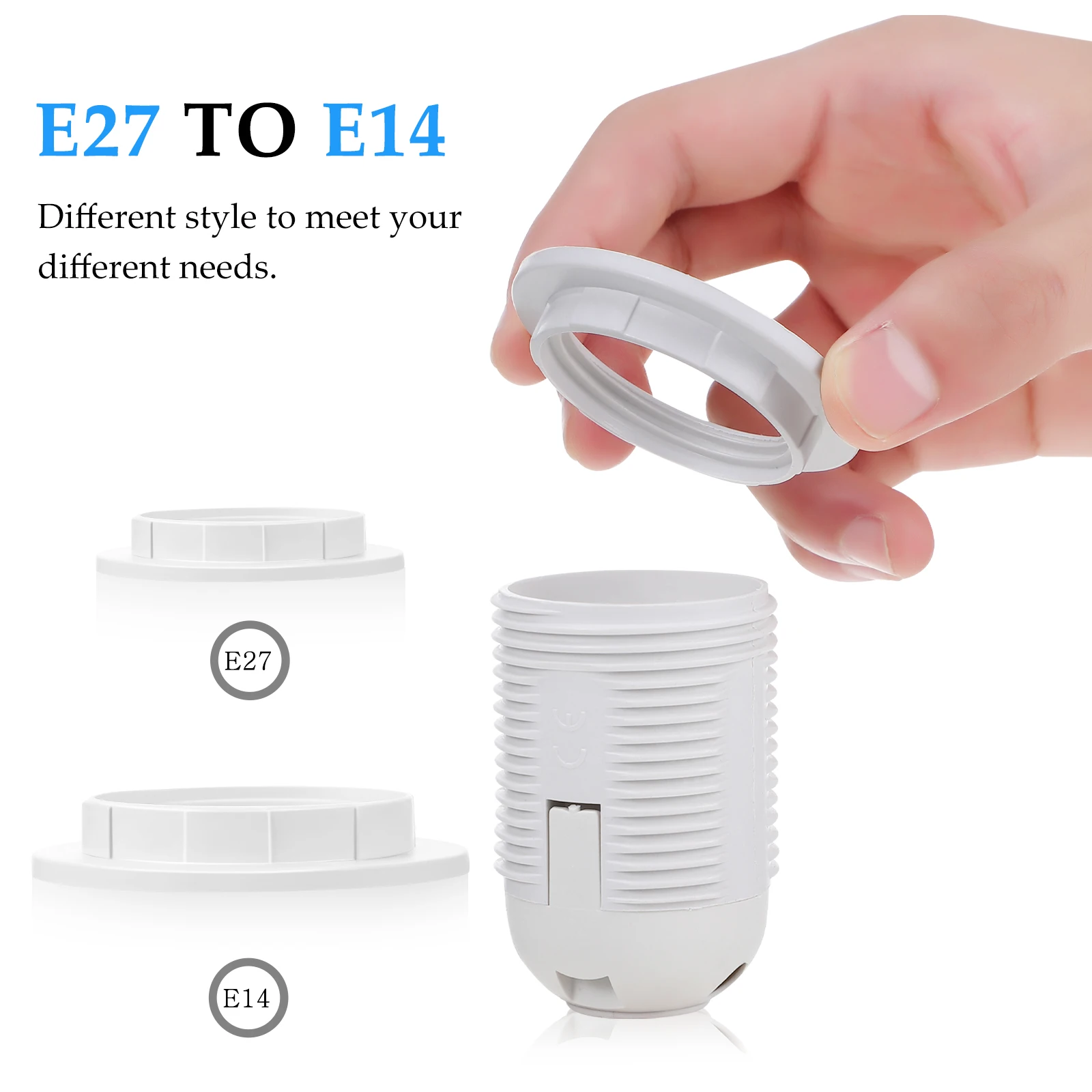 

15pcs Lamp Holder Fixing Ring Set Plastic Light Socket Fixture Parts E27 to E14 Lampshade Adapter Reducer Shade Holder for Desk
