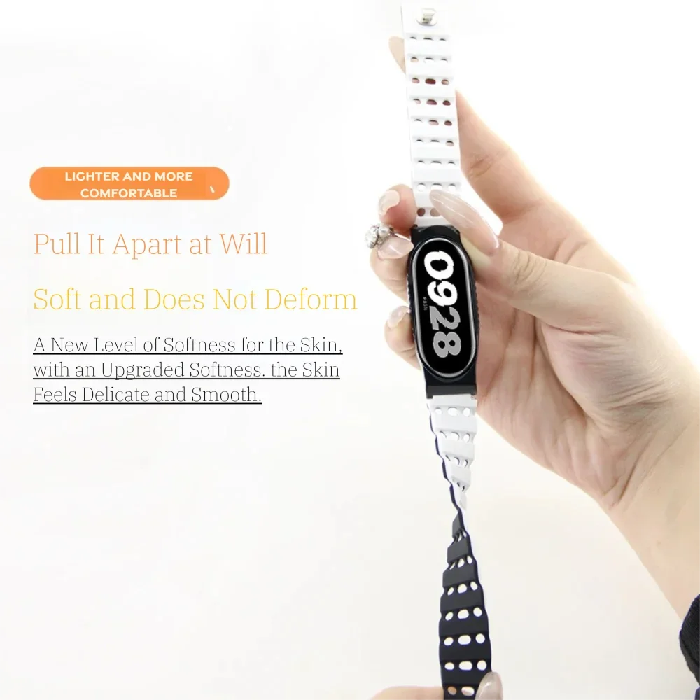 For Xiaomi Band 3/4/5 Air Hole Silicone Magnetic Watch Strap Quick Release Durable Breathable Sport Smartwatch Band Men Women