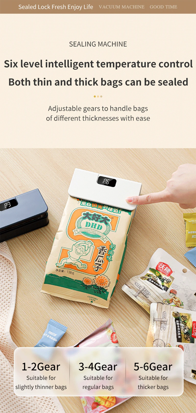 Mini Bag Sealer Handheld Plastic Bag Heat Sealing Machine USB Rechargeable Food Package Clip Bags Sealer Plastic Bag Heat Sealer