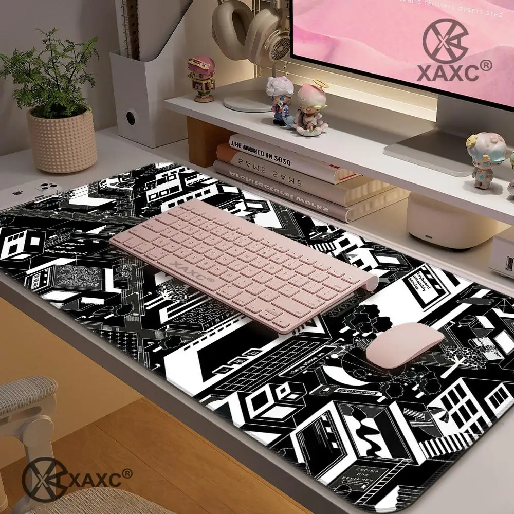 Black and White City Strata Liquid Mousepad New Arrivals Large Stripe Mouse Pad Gamer Keyboards Non-slip Computer Pads Desk Mat