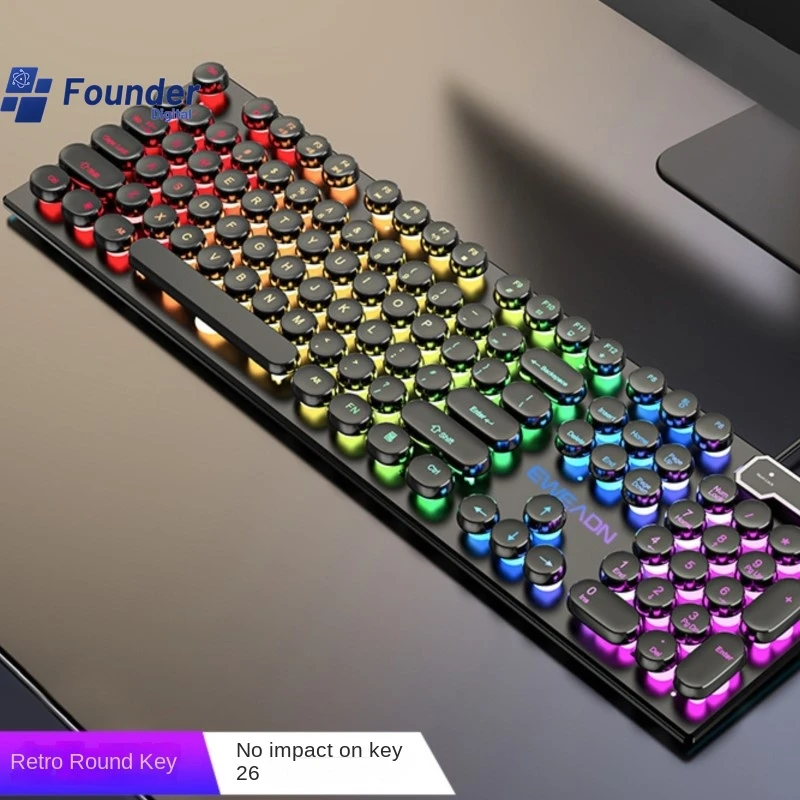 3C Founder GX30 Keyboard Mechanical Feel Wired RGB Punk Esports Game Office Computer Peripherals 2024 Hot Sale Dropshipping