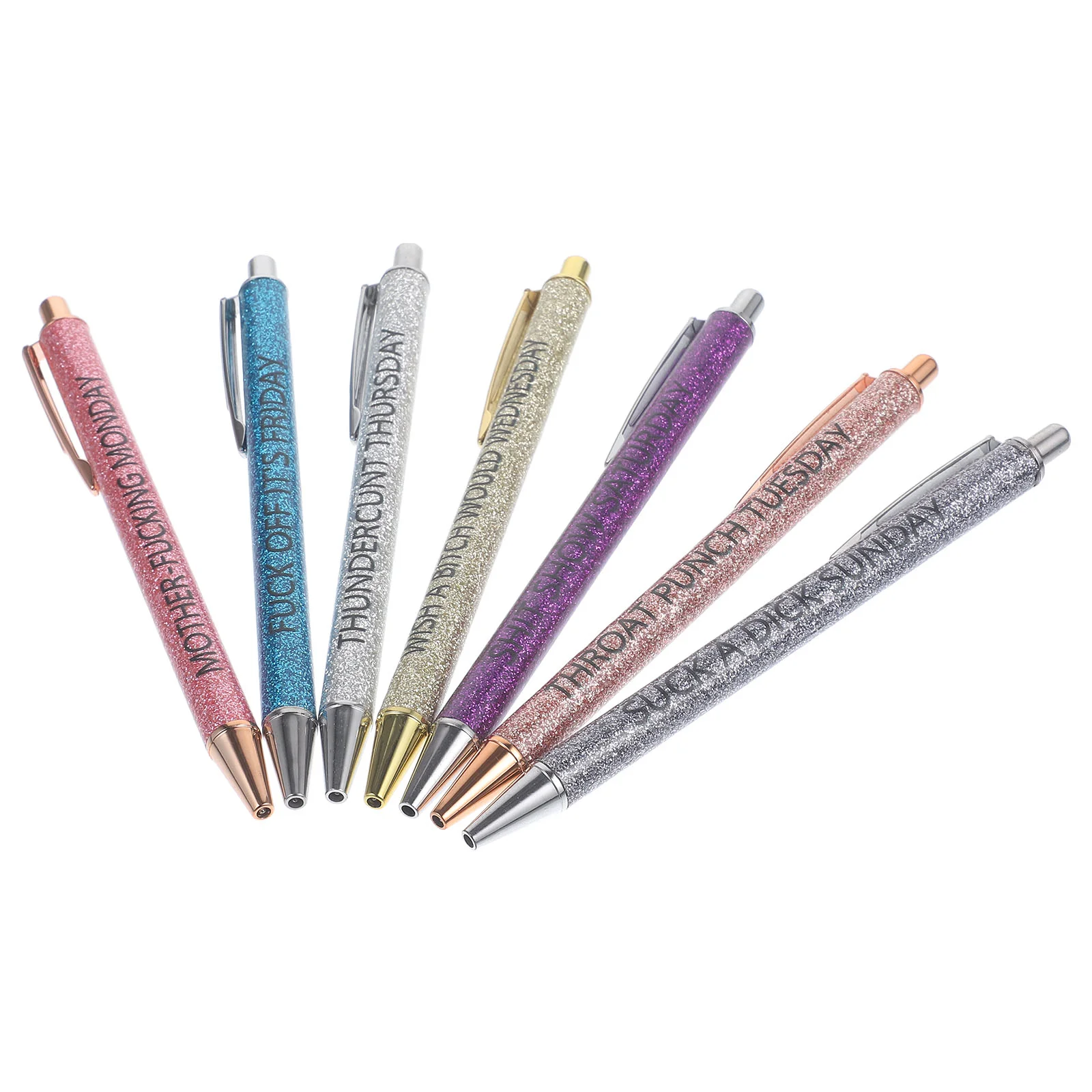 7 Pcs Gold Powder Ballpoint Pen Fountain Pens Interesting Personality Alloy Office