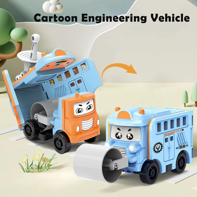 Juguetes creativos para niños, juguetes de coche inverso de transformación bonita de dibujos animados, rompecabezas divertido, coche de ingeniería, coche de juguete para niño, regalo de cumpleaños y vacaciones