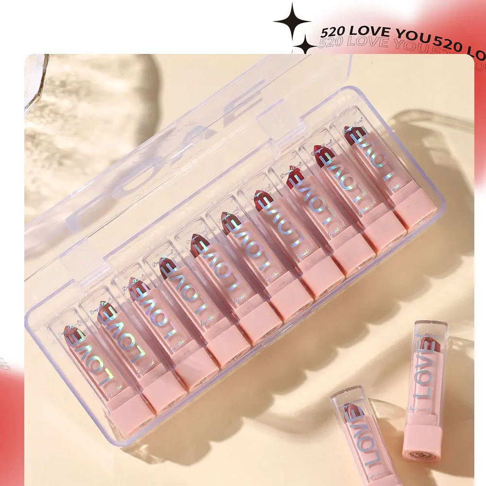 10 PCS Matte Lipstick Gift Set 24 Hours Water Resistant Lipsticks Korean Cosmetics Makeup Product For Women Lip Tint Stain