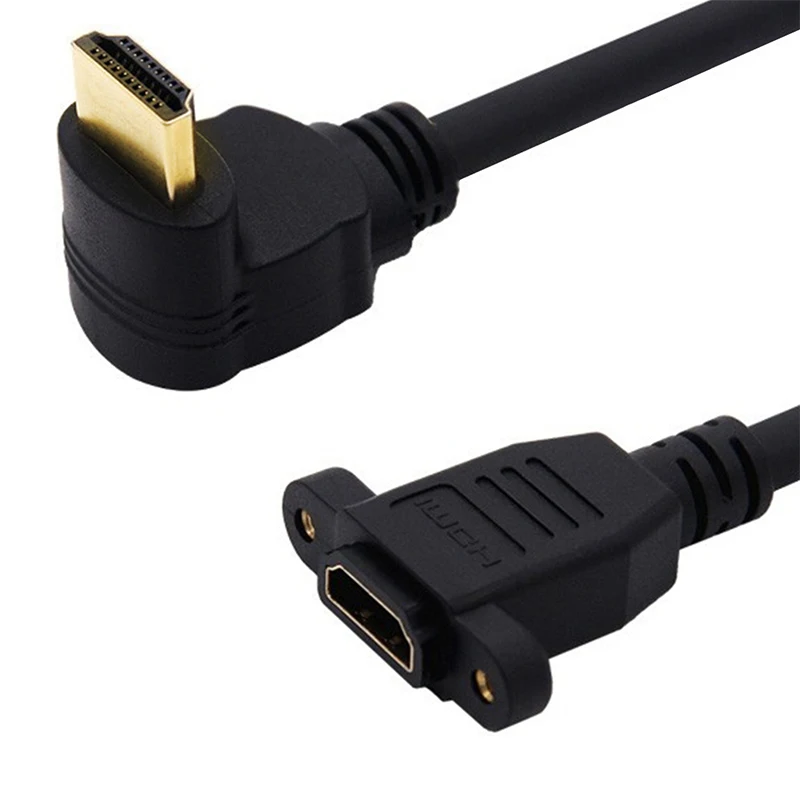 Câble d'extension mâle à femelle résistant, compatible HDMI, 2.0V, 4K * 2K, angle 90, montage sur panneau avec trou de vis pour PSP HDTV