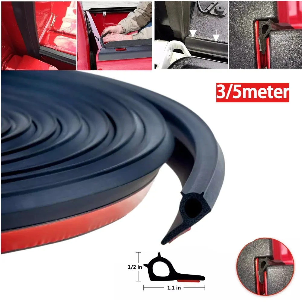 Universal Tail Door Sealing Strip Weather Stripping Sound Insulation Seal Kit for Pickup Truck Bed 3m 5m