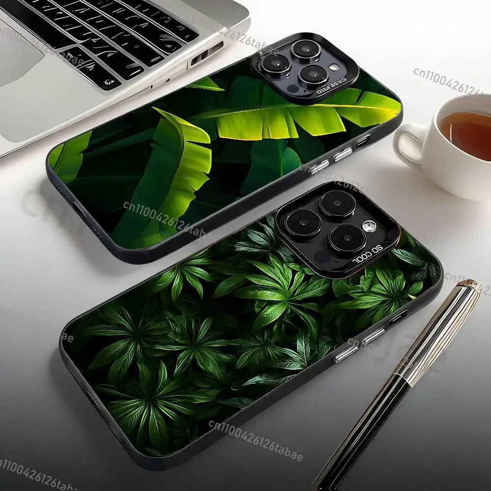 

INS Elegant Tropical Leaves Phone Case For iPhone 17,16,15,14,13,12,11,Pro,Max,Plus,Mini, Matte Shockproof Case